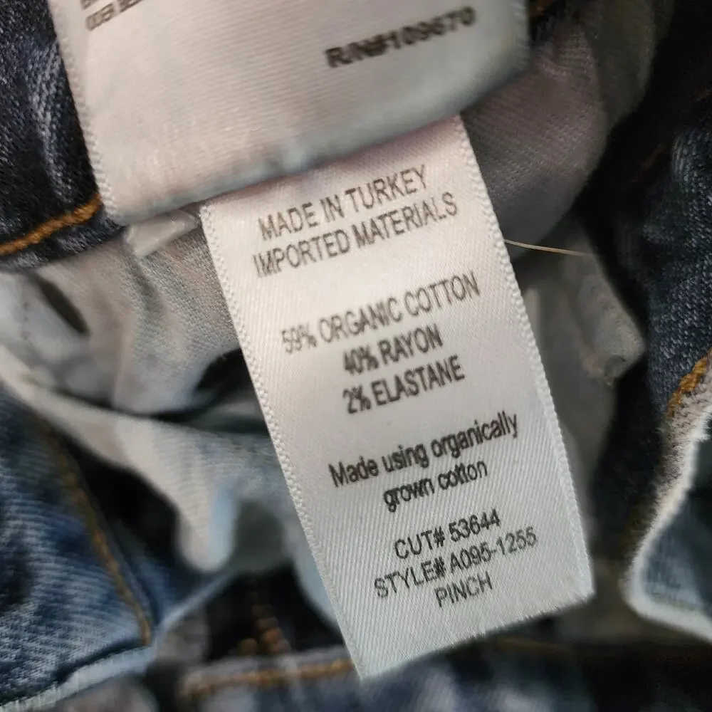 Agolde Pinch Waist High Rise Straight Jeans Size 24 Distressed Ripped Denim